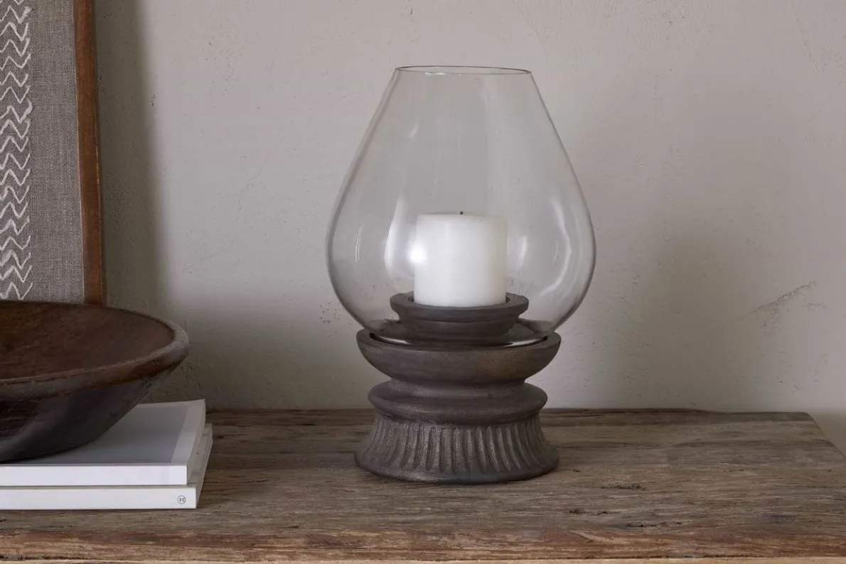 Kawani Mango Wood Lantern - Dark Ash