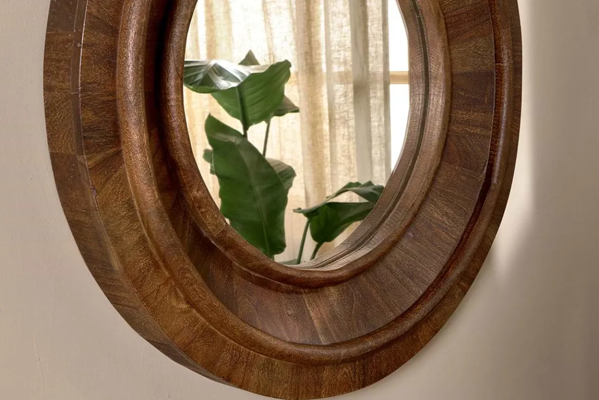 Kayia Acacia Wood Mirror - Walnut