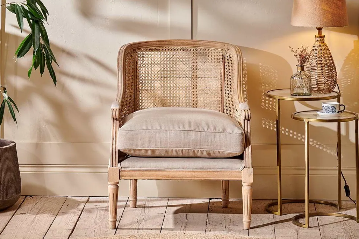 Kaziria Cane & Linen Armchair - Natural