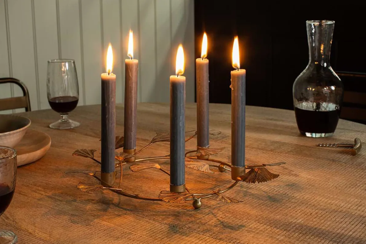 Khamila Leaf Iron Candle Holder
