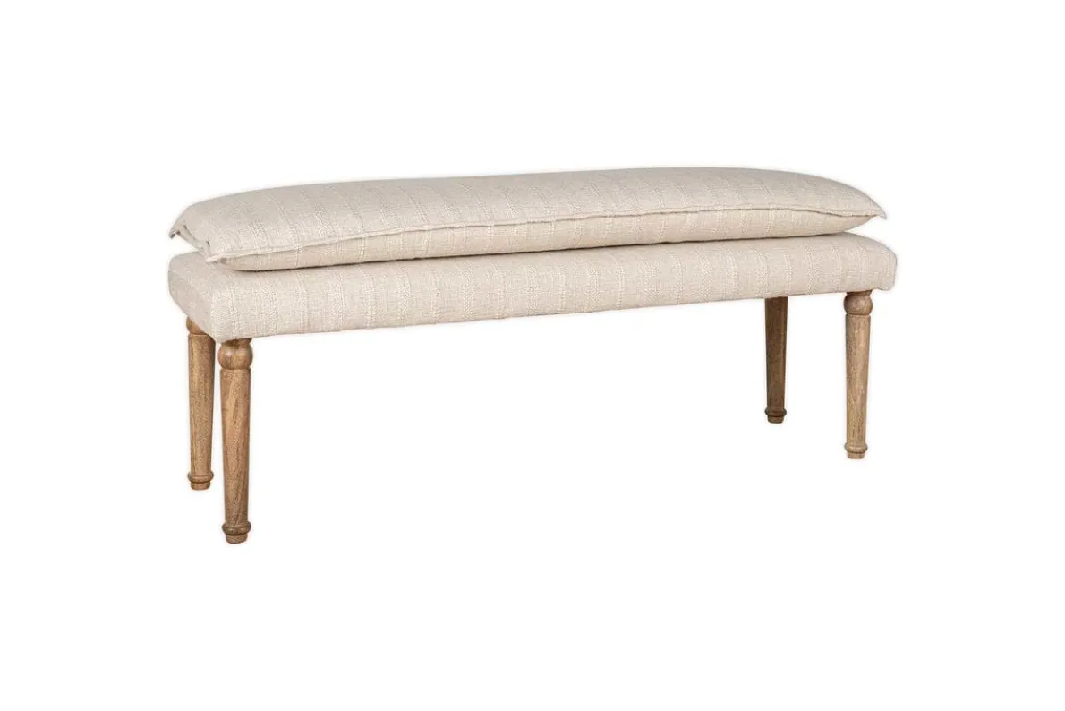 Kiana Cotton Upholstered Bench - Natural
