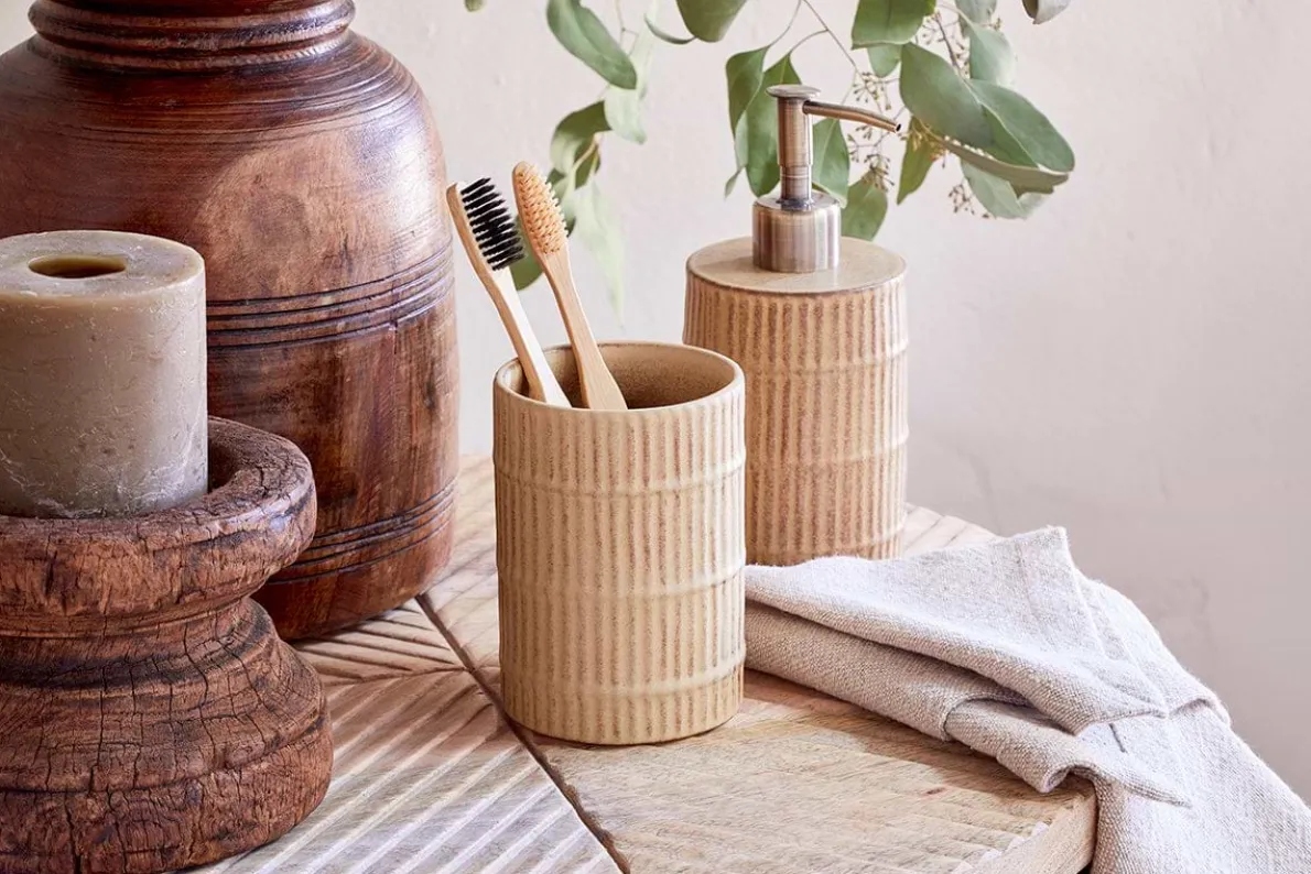 Kiani Ceramic Toothbrush Holder - Cream