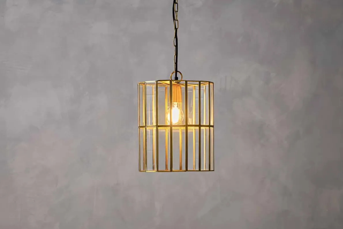 Kirindi Glass Panel Pendant - Antique Brass