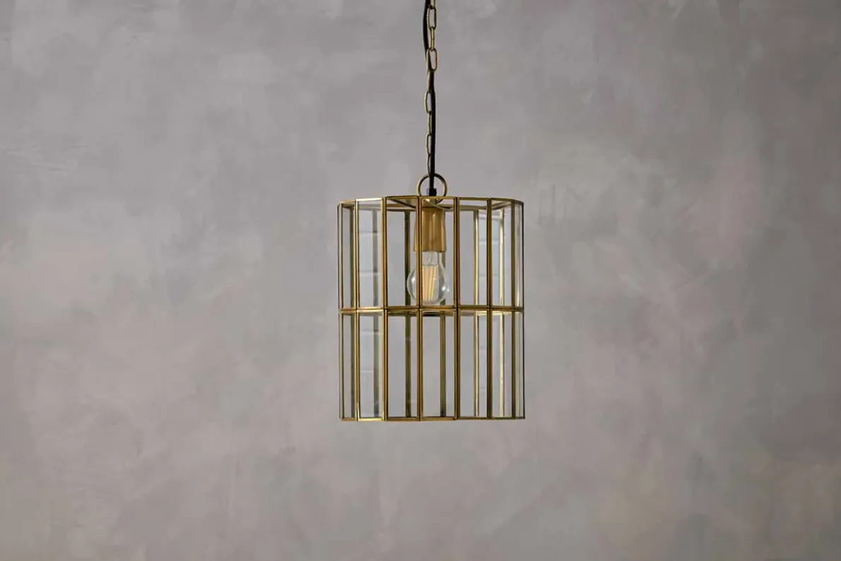 Kirindi Glass Panel Pendant - Antique Brass