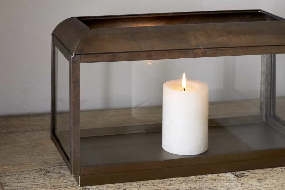 Kiwanda Wide Lantern - Antique Brass