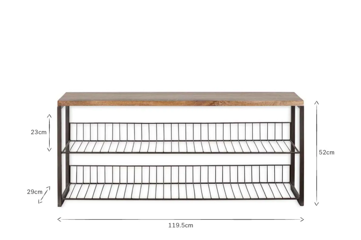 Kiyoma Iron & Wood Low Standing Shelves - Natural