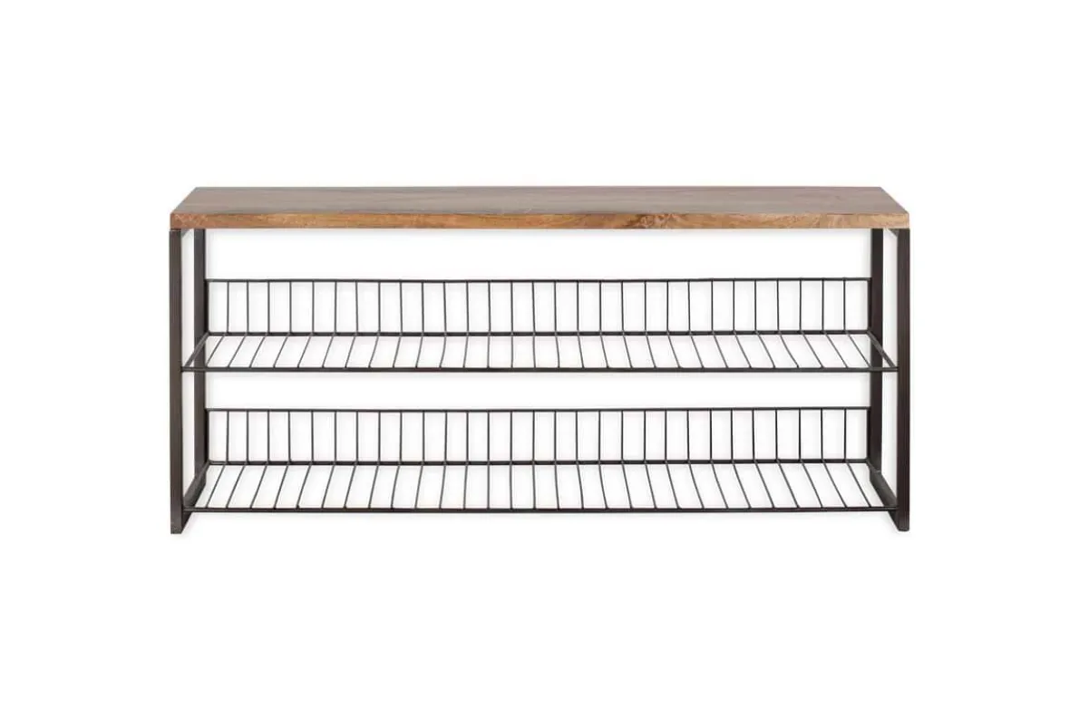 Kiyoma Iron & Wood Low Standing Shelves - Natural