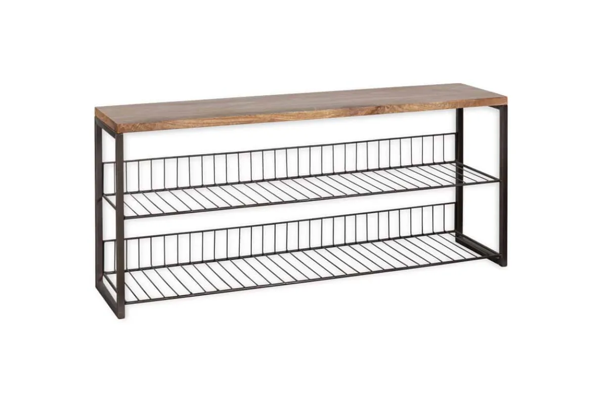 Kiyoma Iron & Wood Low Standing Shelves - Natural