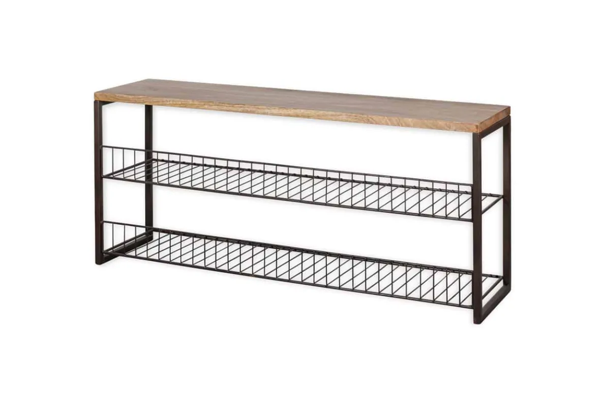 Kiyoma Iron & Wood Low Standing Shelves - Natural