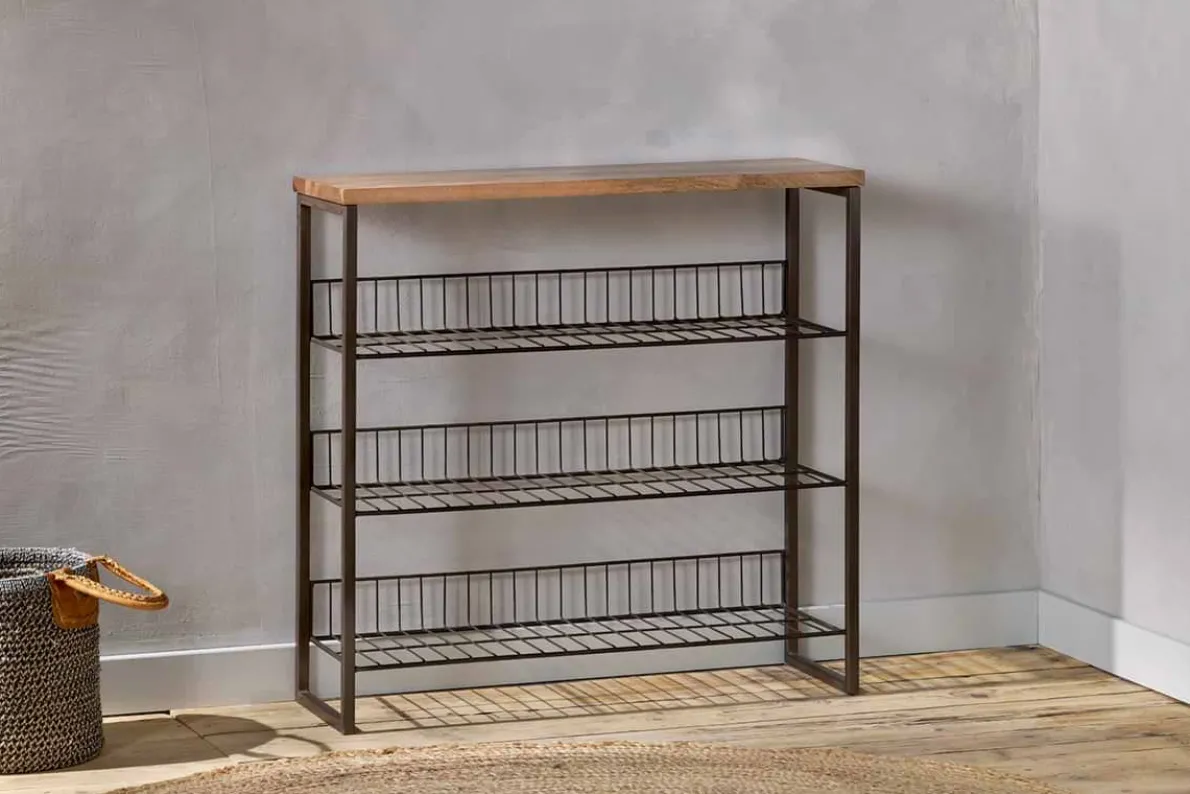 Kiyoma Iron & Wood Tall Standing Shelves - Natural