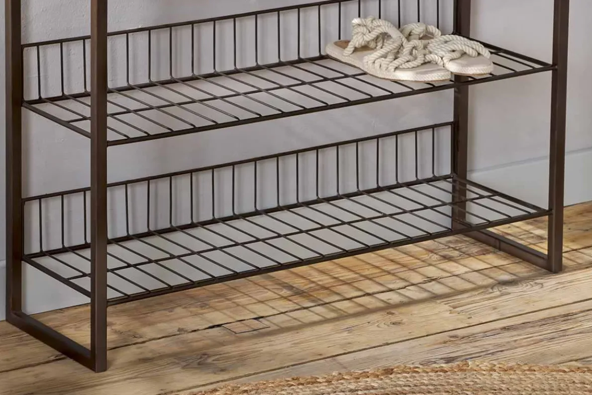 Kiyoma Iron & Wood Tall Standing Shelves - Natural