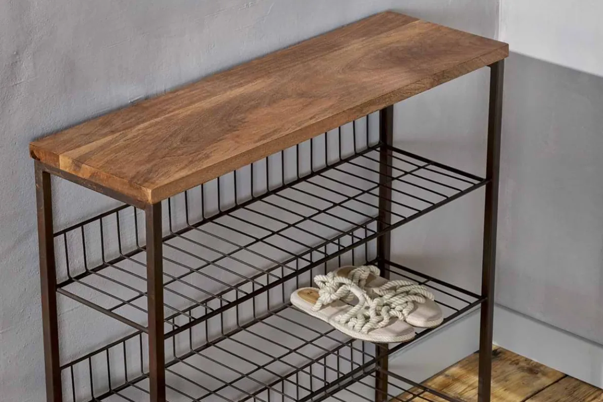 Kiyoma Iron & Wood Tall Standing Shelves - Natural