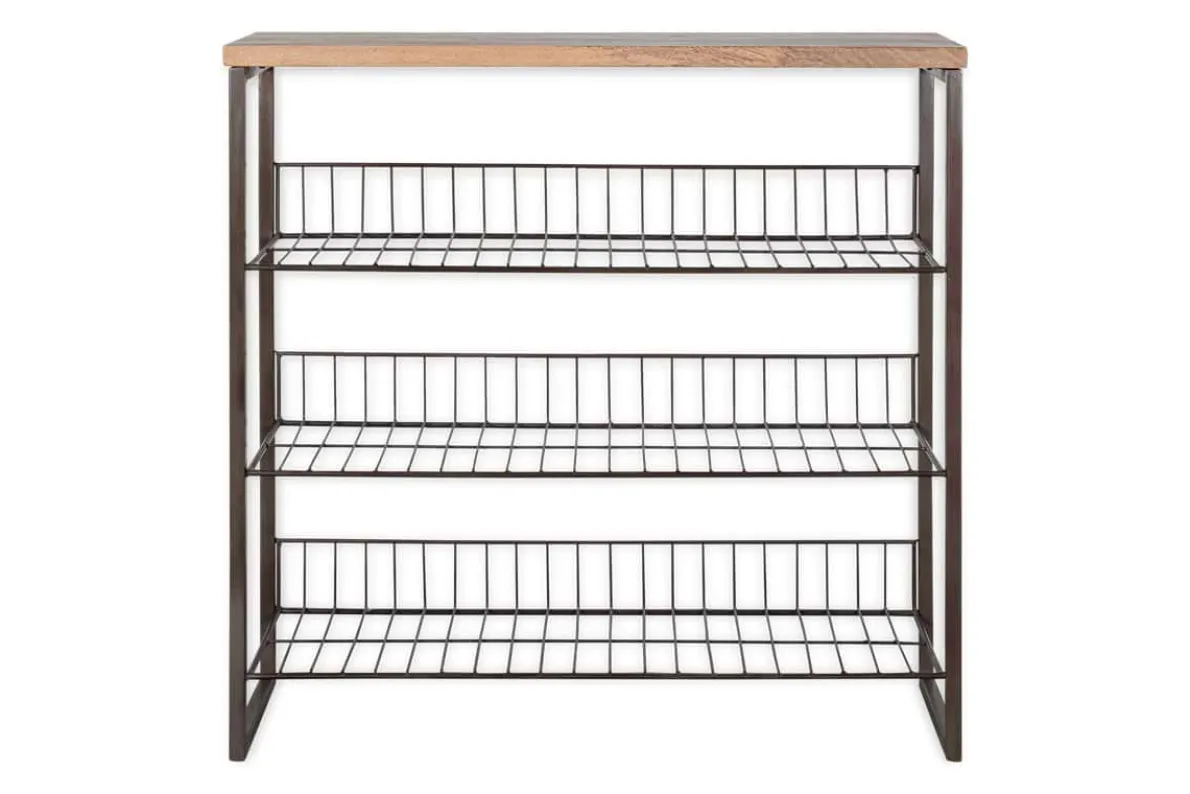 Kiyoma Iron & Wood Tall Standing Shelves - Natural