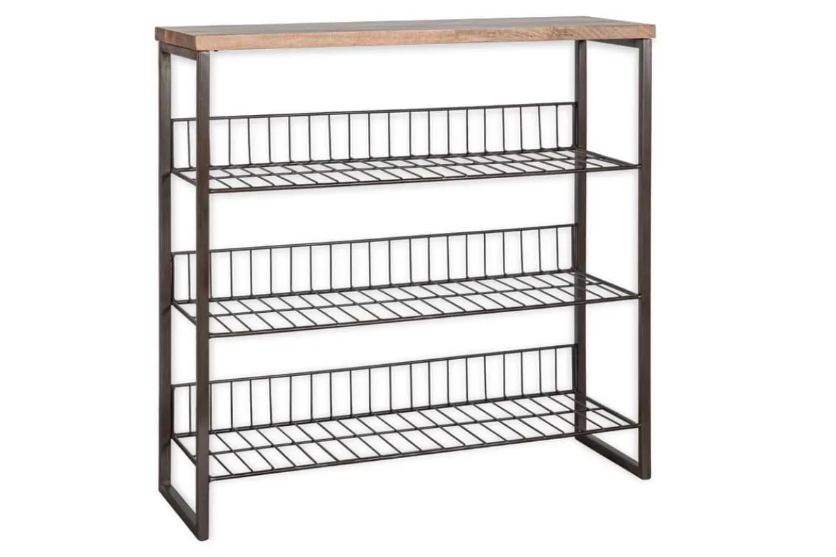 Kiyoma Iron & Wood Tall Standing Shelves - Natural