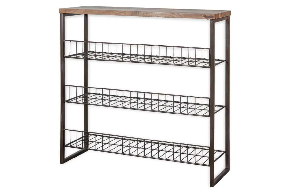 Kiyoma Iron & Wood Tall Standing Shelves - Natural