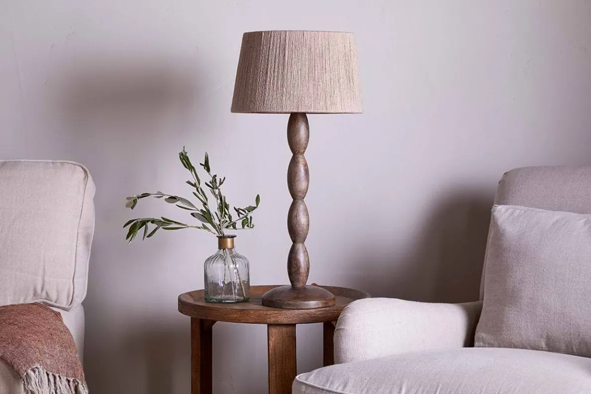 Konali Mango Wood Table Lamp - Ash Stain