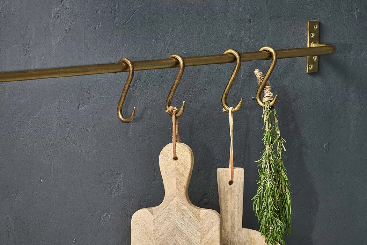 Laila Iron S-Hooks - Brass - (Set of 4)