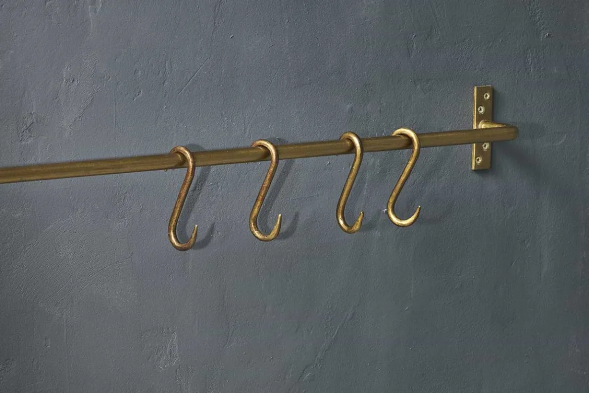 Laila Iron S-Hooks - Brass - (Set of 4)