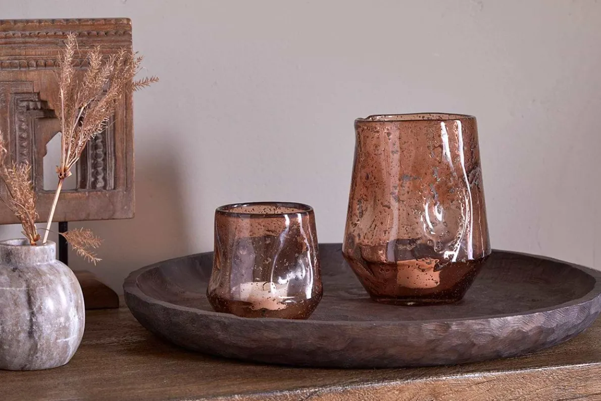Linora Recycled Glass Tealight Holder - Terracotta