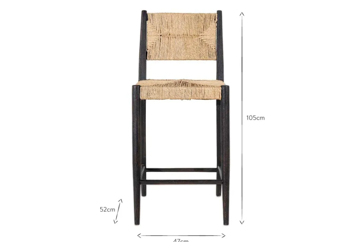 Lohanda Acacia & Munja Grass Counter Chair - Charcoal