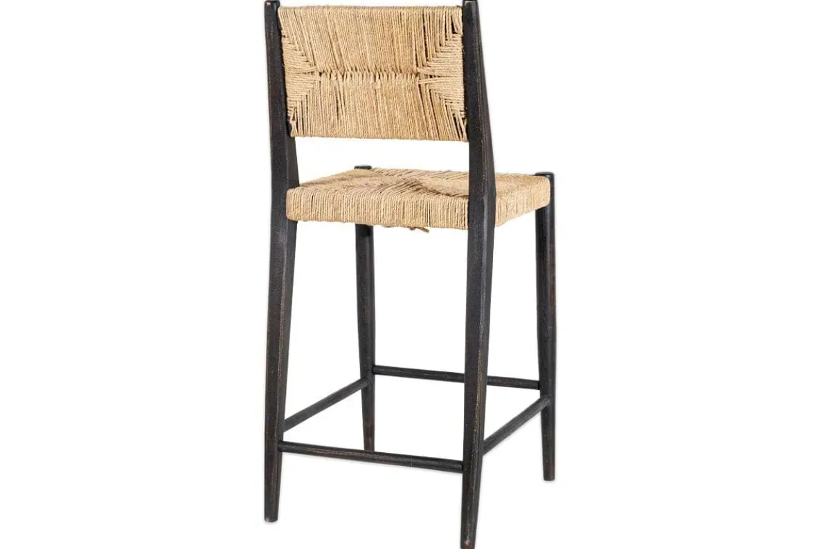 Lohanda Acacia & Munja Grass Counter Chair - Charcoal
