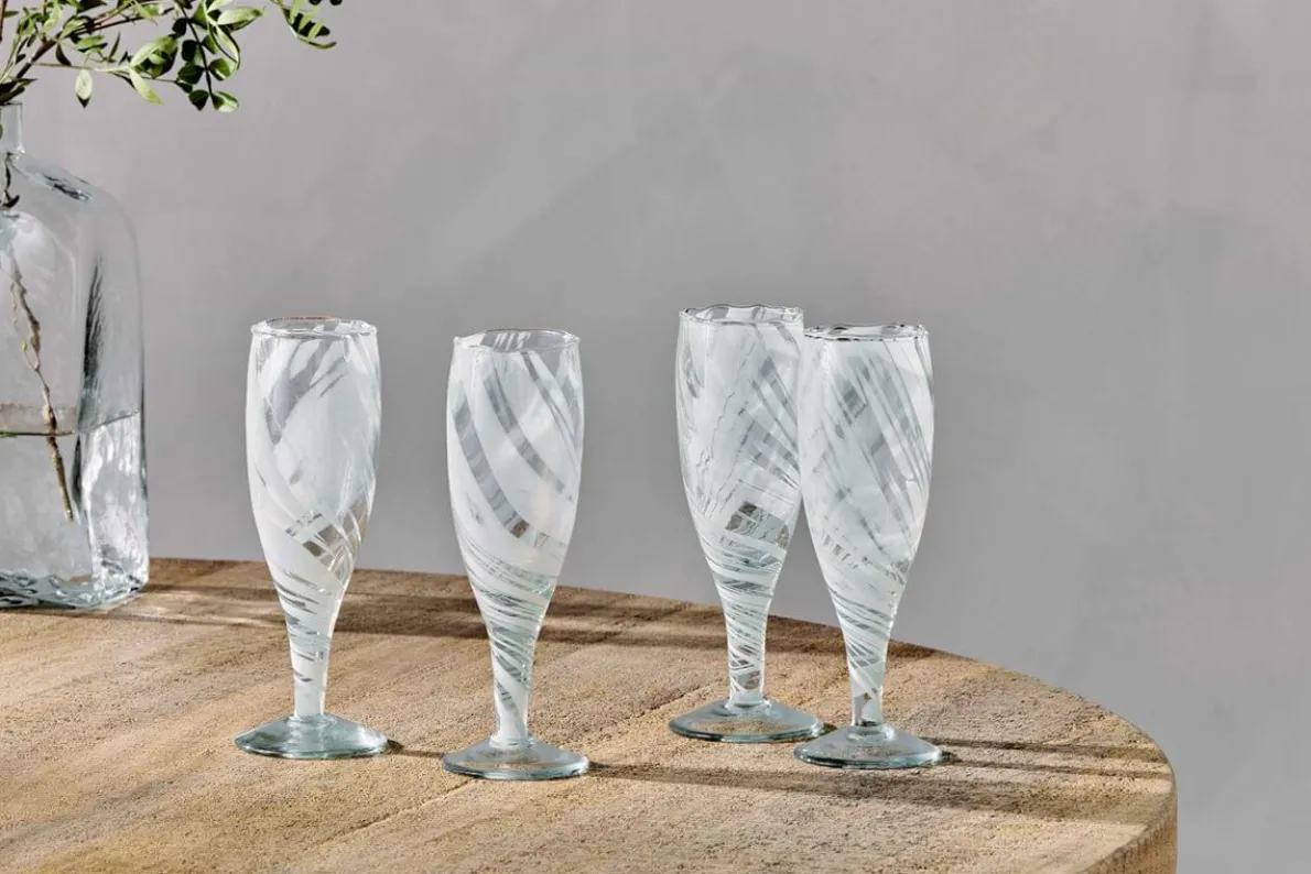Lohara Champagne Glass - White (Set of 4)