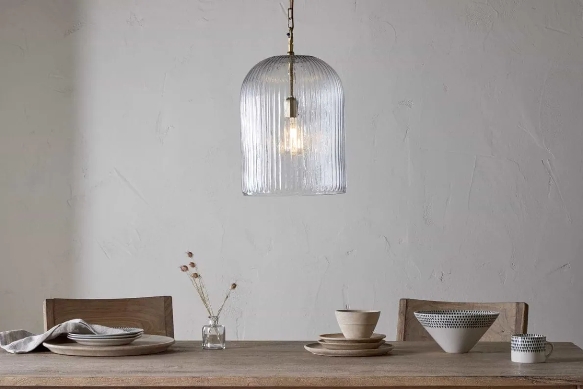 Lumina Fluted Recycled Glass Pendant - Clear