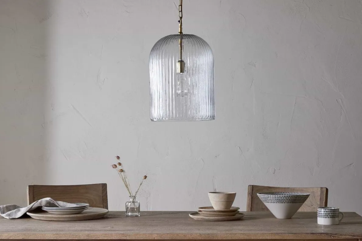 Lumina Fluted Recycled Glass Pendant - Clear