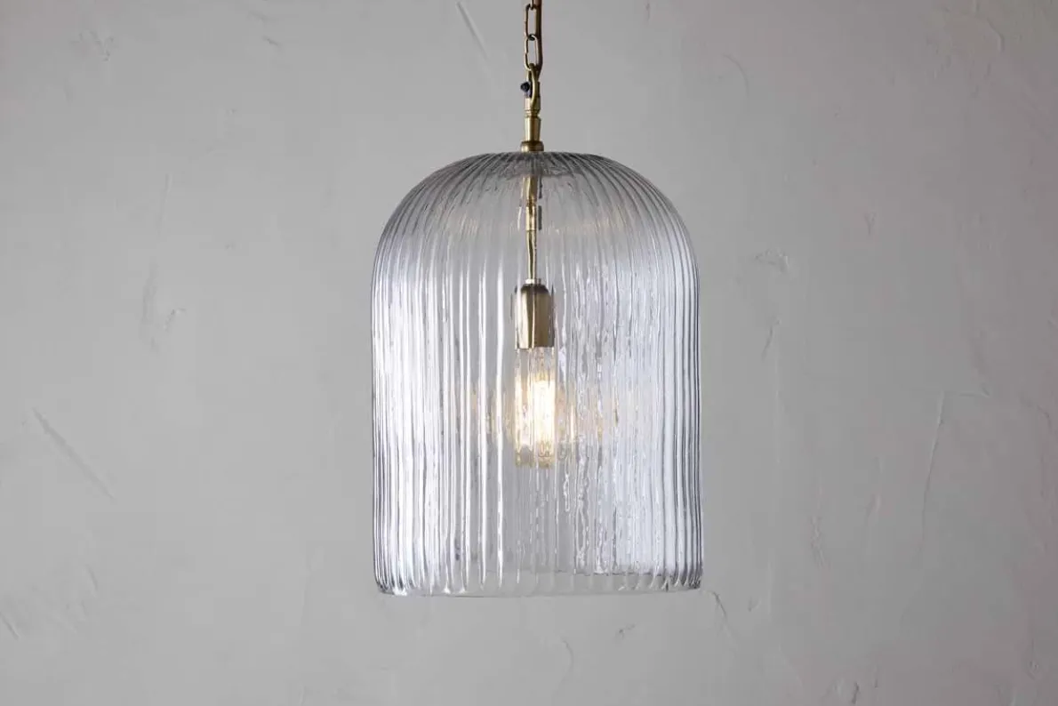 Lumina Fluted Recycled Glass Pendant - Clear