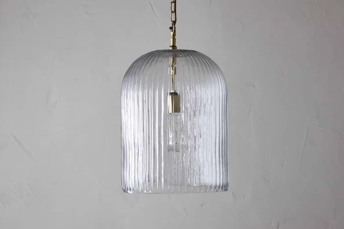 Lumina Fluted Recycled Glass Pendant - Clear