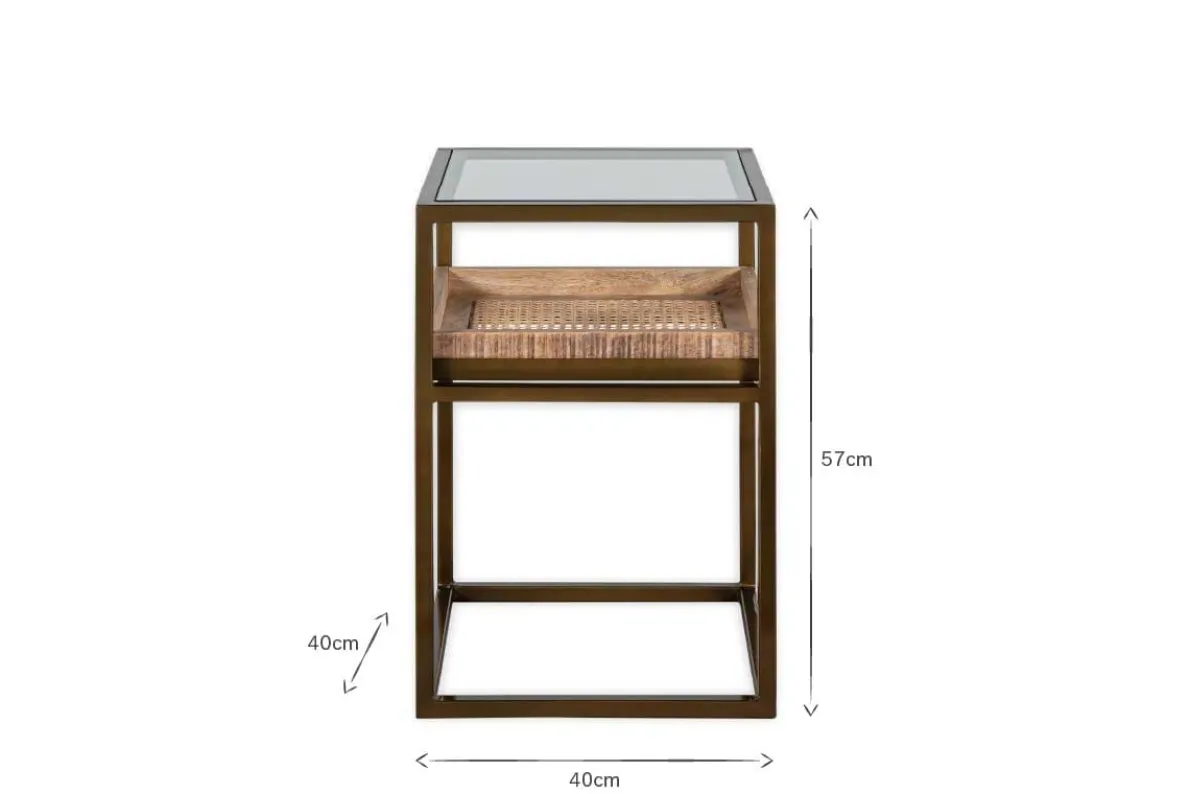 Luzon Iron & Mango Wood Display Side Table - Brass