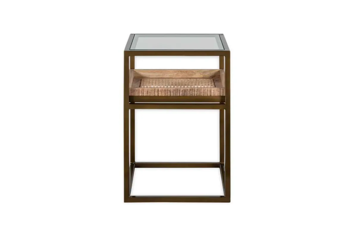 Luzon Iron & Mango Wood Display Side Table - Brass