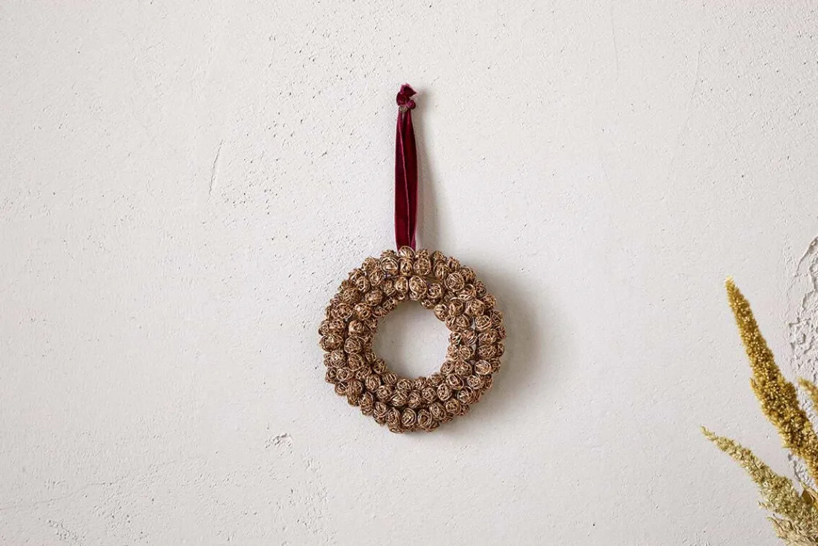 Madhi Mini Wreath Bauble - Brass