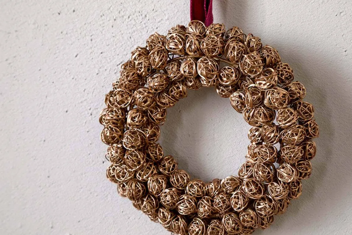 Madhi Mini Wreath Bauble - Brass