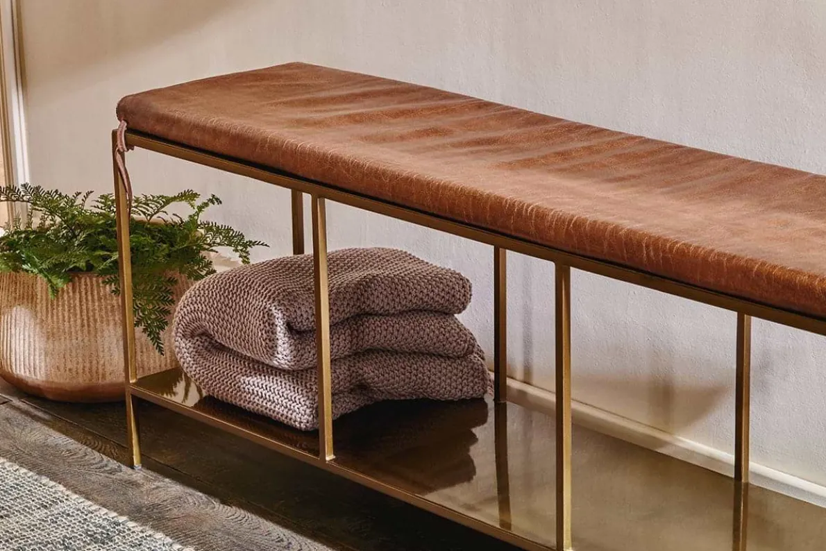 Mahi Iron & Leather Bench