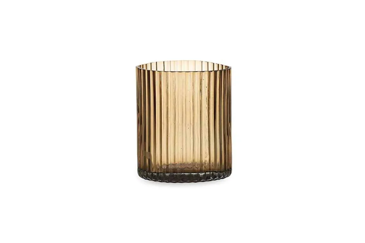 Malana Recycled Glass Candle Holder - Smoke Brown