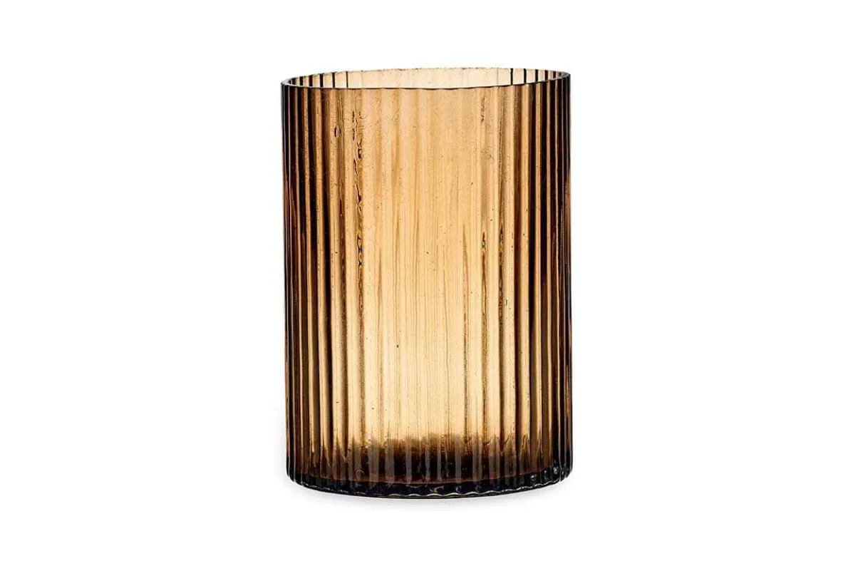 Malana Recycled Glass Candle Holder - Smoke Brown