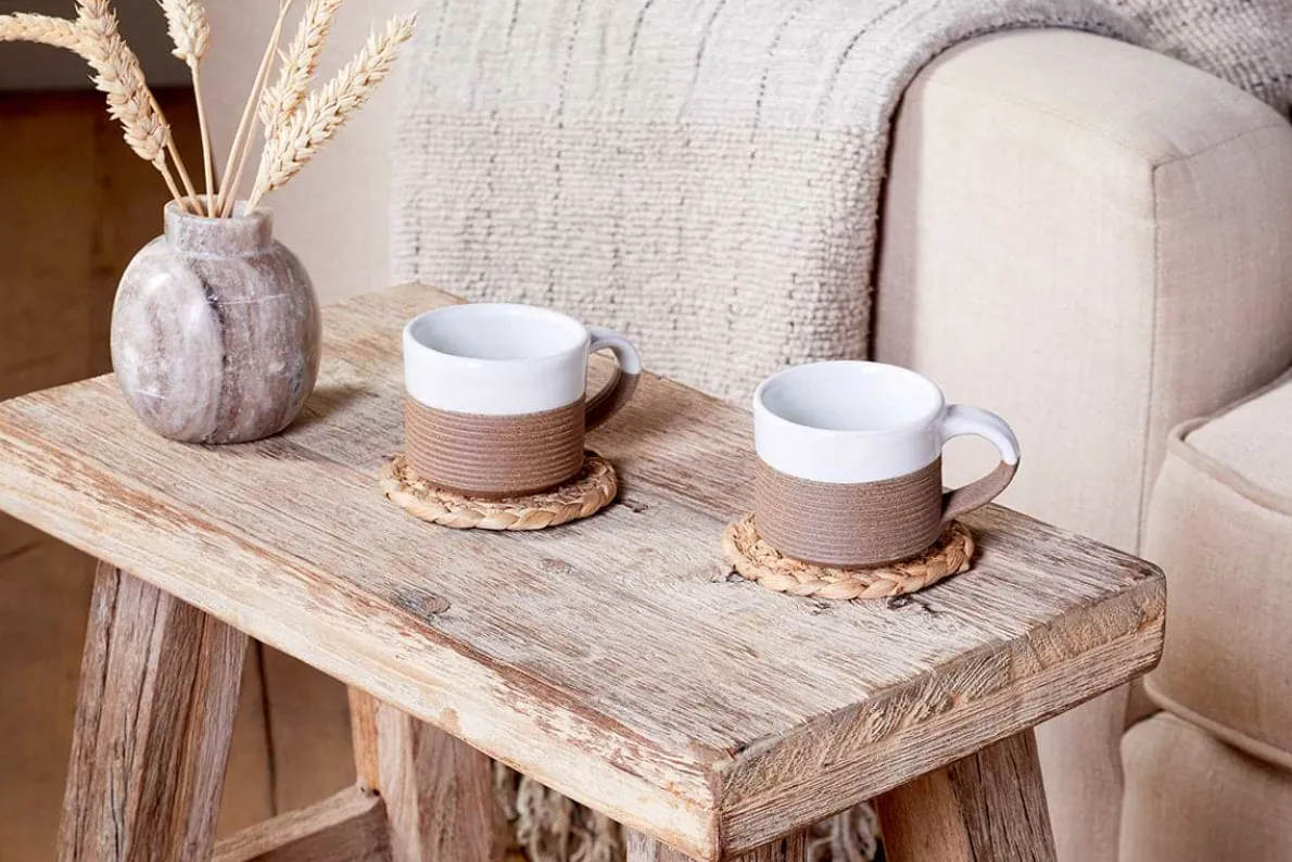 Mali Ribbed Espresso Mug - White (Set of 2)