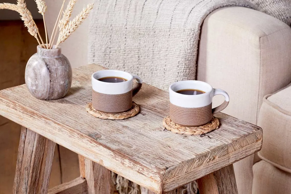 Mali Ribbed Espresso Mug - White (Set of 2)