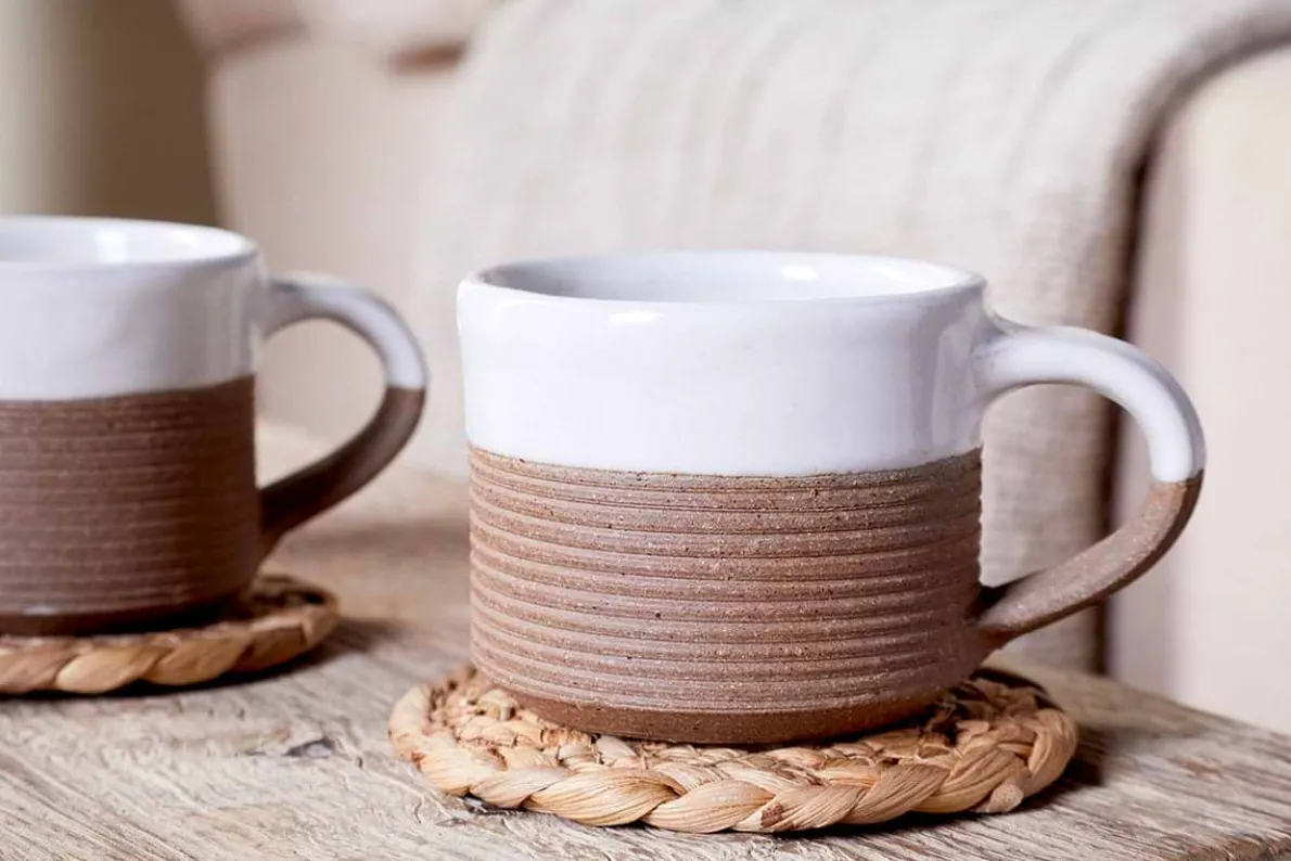 Mali Ribbed Espresso Mug - White (Set of 2)