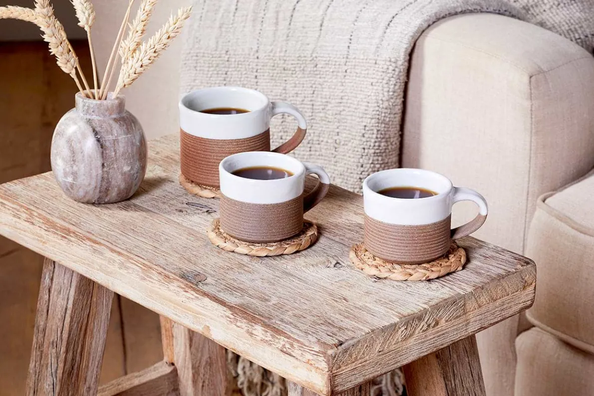 Mali Ribbed Espresso Mug - White (Set of 2)