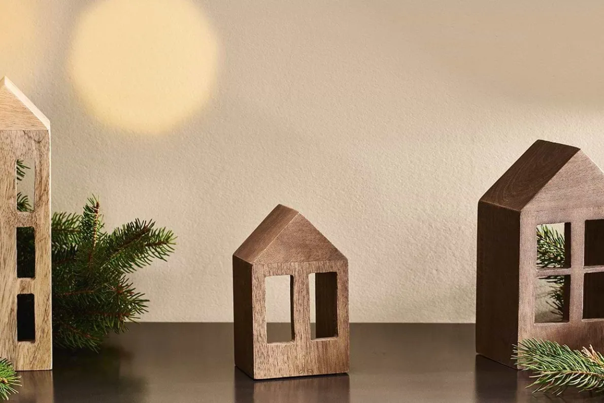 Mandar Mango Wood House - Dark Brown - Small