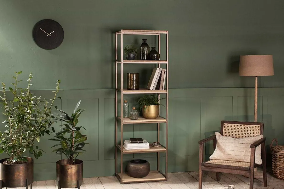 Marjori Mango Wood And Iron Standing Shelves - Narrow
