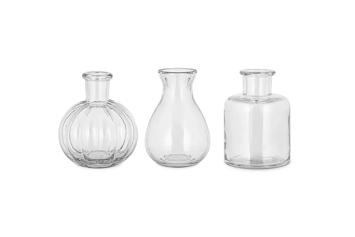 Mayumi Recycled Glass Bud Vases - Clear (Set of 3)