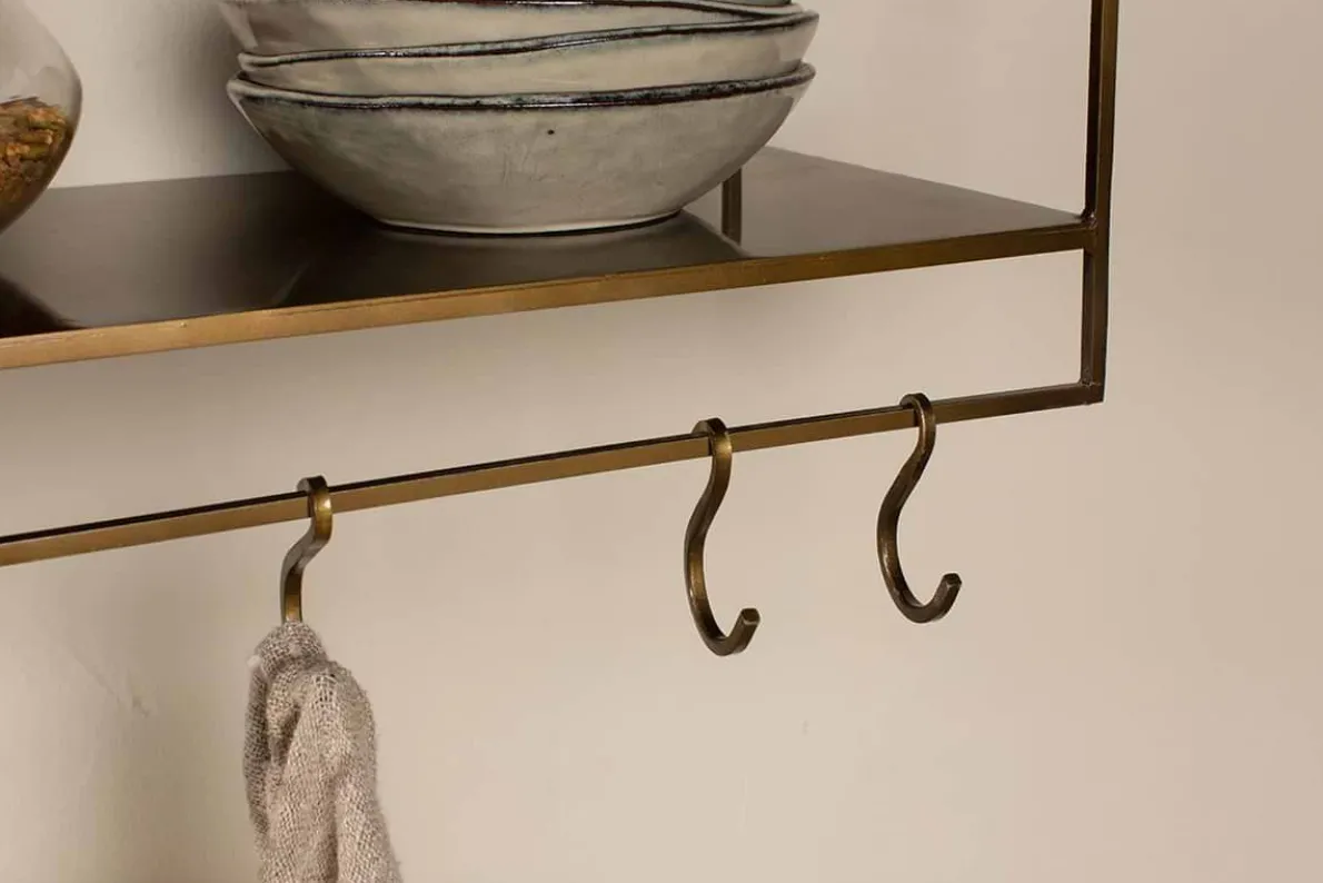 Meghana Iron Shelf With Hooks - Wide