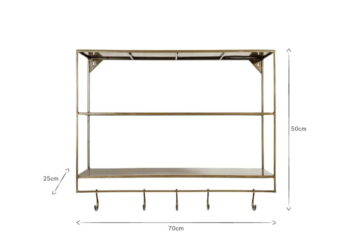 Meghana Iron Shelf With Hooks - Wide