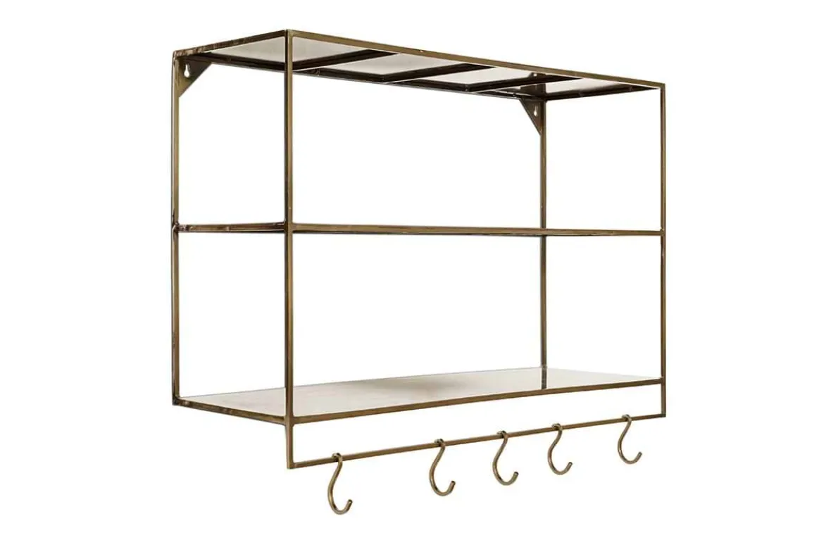 Meghana Iron Shelf With Hooks - Wide