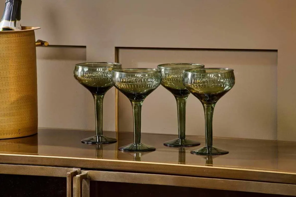 Mila Champagne Glass - Dark Emerald - (Set of 4)