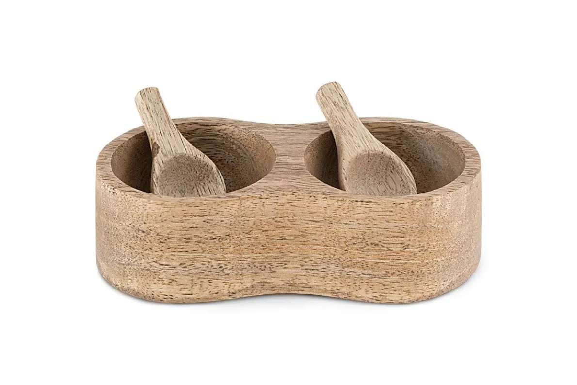Milaku Mango Wood Salt & Pepper Server - Natural