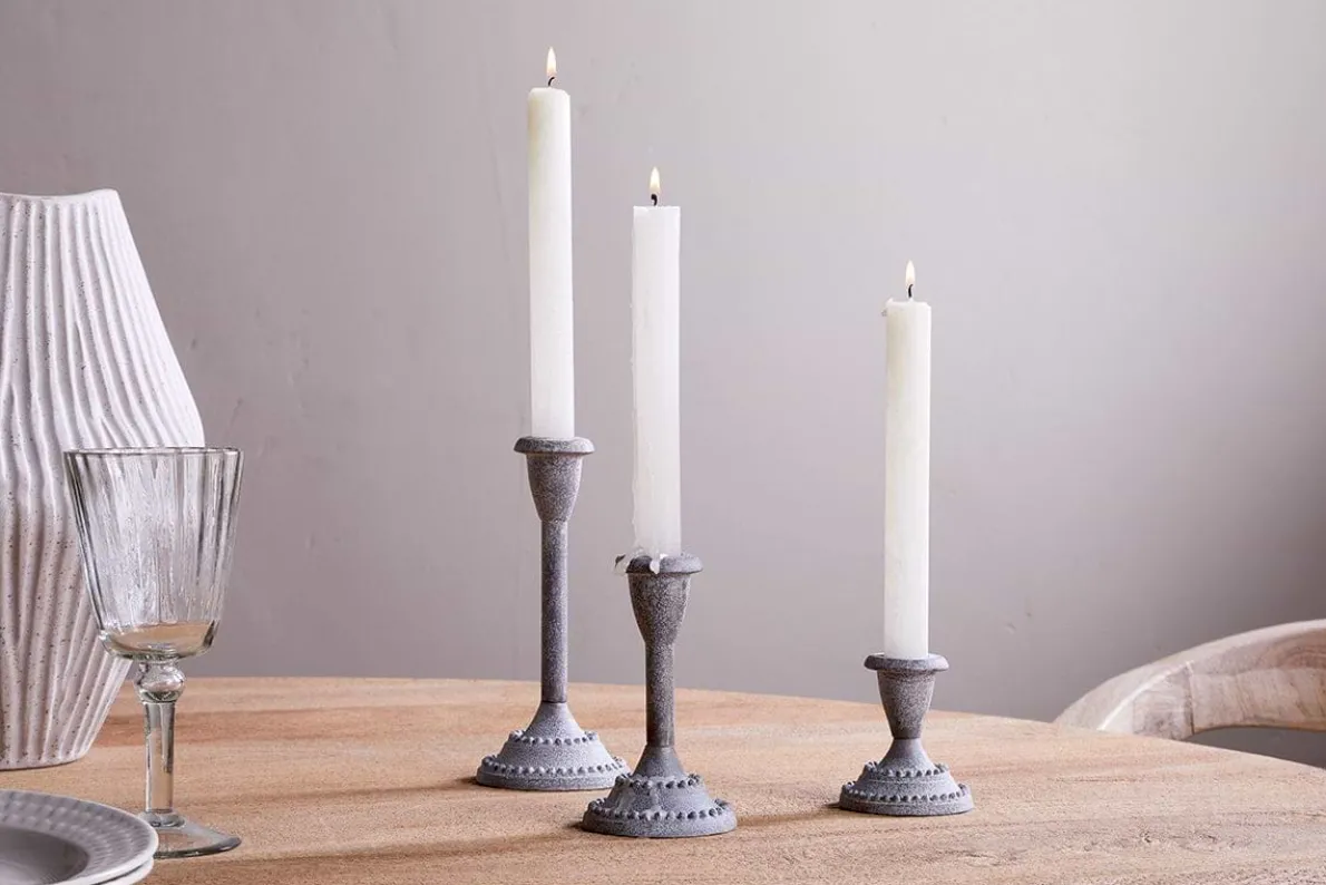 Moremi Candle Holders - Aged Zinc - (Set of 3)